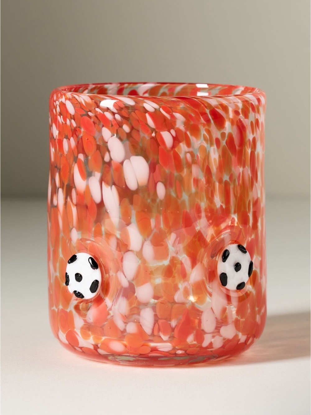 Anthropologie Cherry Red Soccer Ball Icon Juice Glass NWT